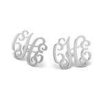 14K White Gold Monogram Post Earrings, 13 x 16mm view