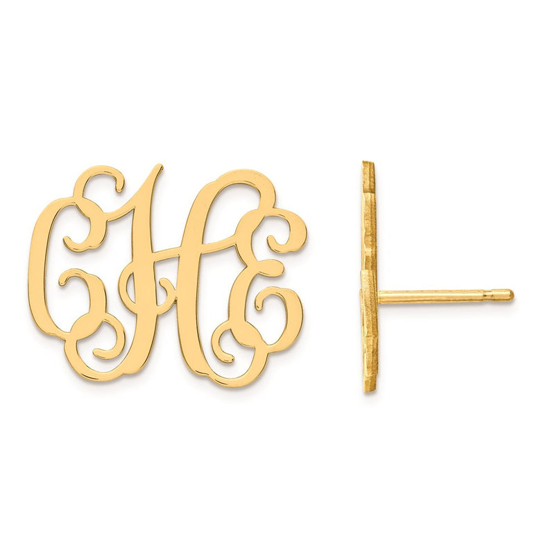 14K yellow gold monogram earrings