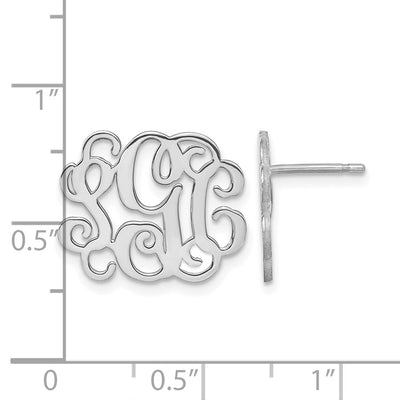 Sterling Silver/Rhodium-plated Monogram Post Earrings, 15 x 19mm