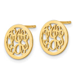 14K Yellow Gold Small Round Monogram Post Earrings view