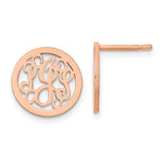 Sterling Silver/Rose-plated Small Round Monogram Post Earrings view