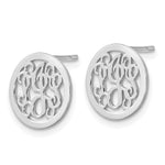SS/Rhodium-plated Small Round Monogram Post Earrings view 3