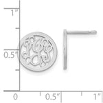 SS/Rhodium-plated Small Round Monogram Post Earrings view 4