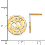 sterling Silver/Gold-plated Round Monogram Post Earrings view