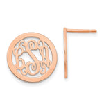 Sterling Silver/Rose-plated Round Monogram Post Earrings view