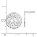 Sterling Silver/Rhodium-plated Round Monogram Post Earrings view 2