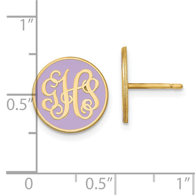 Sterling Silver/Gold-plated Round Monogram w/Epoxy Post Earrings