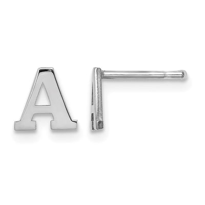 Sterling Silver Rhodium-plated Initial Post Earrings