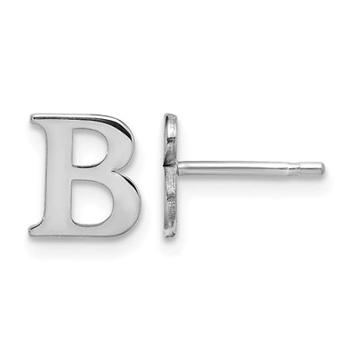 Sterling Silver Rhodium-plated Initial Post Earrings
