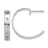 10k White Gold Brushed Initial Post Hoop Earrings