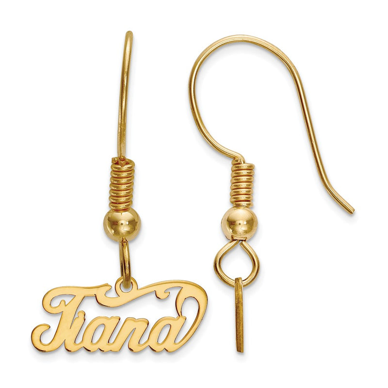 14K yellow gold name drop earrings