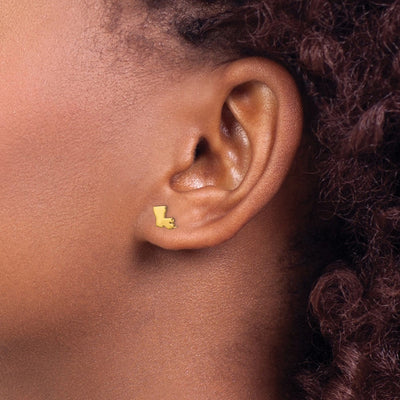 Sterling Silver/Gold-plated Louisiana State Earrings