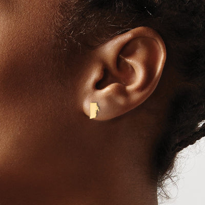 Sterling Silver/Gold-plated Rhode Island State Earrings