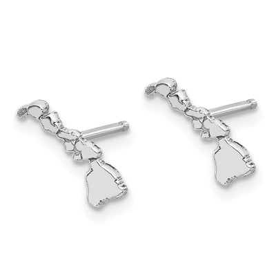 Sterling Silver/Rhodium-plated Hawaii State Earrings