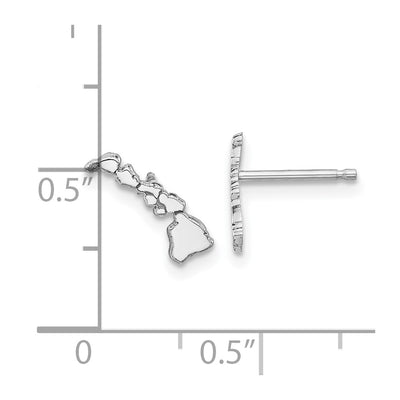 Sterling Silver/Rhodium-plated Hawaii State Earrings