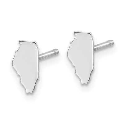 Sterling Silver/Rhodium-plated Illinois State Earrings
