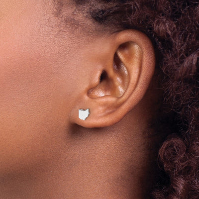 Sterling Silver/Rhodium-plated Ohio State Earrings