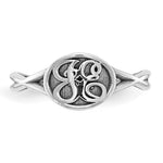 SS/Rhodium-plated Twisted Band with Epoxy Monogram Ring view 4
