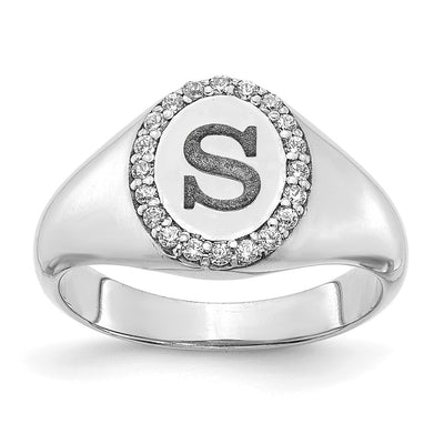 14K gold diamond initial ring