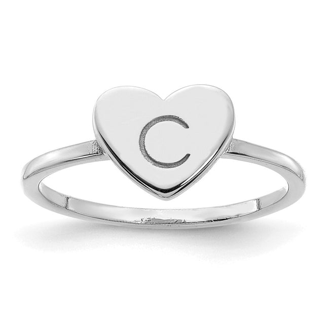 14K gold initial ring, further view
