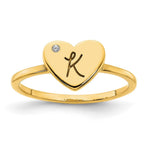 10K & 14K Gold Initial Heart with Diamond Ring view 6
