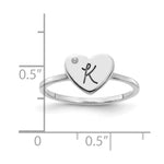 10K & 14K Gold Initial Heart with Diamond Ring view 3
