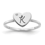 10K & 14K Gold Initial Heart with Diamond Ring view 1
