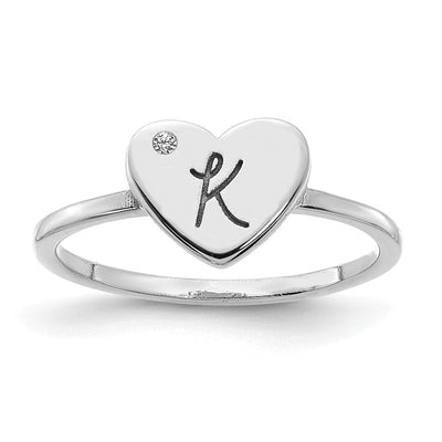 10K & 14K Gold Initial Heart with Diamond Ring
