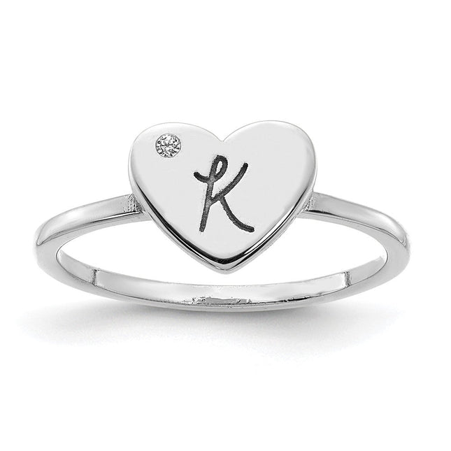14K gold diamond initial ring, additional view