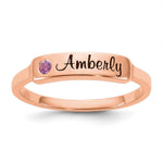 14K Rose Gold Name and Genuine Stone Ring view