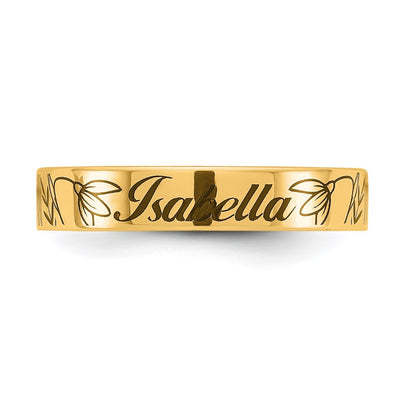 14K Yellow Gold Name and Birth Flower Ring