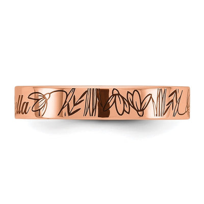 14K Rose Gold Name and Birth Flower Ring