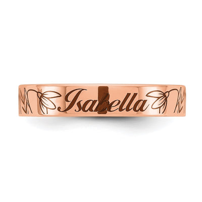 14K Rose Gold Name and Birth Flower Ring