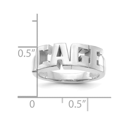 14K White Gold Cut-out Name Ring