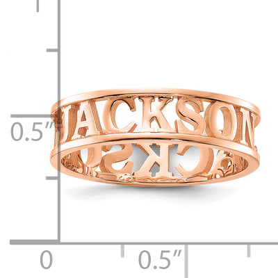 14K Rose Gold Cut-out Name Ring