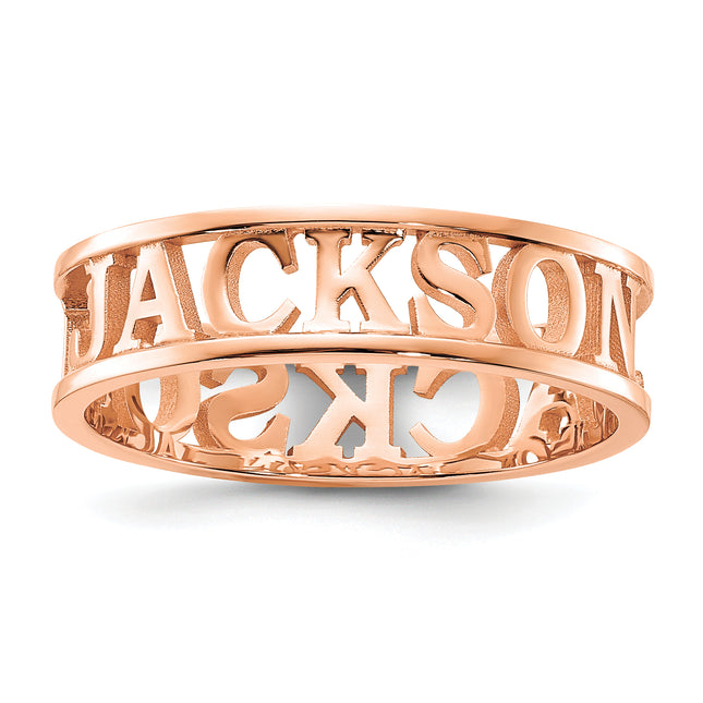 14K rose gold name ring