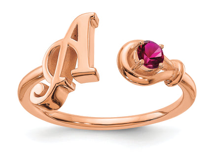 14K Rose Gold Letter A Birthstone Ring
