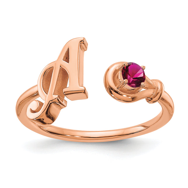 14K Rose Gold Letter A Birthstone Ring