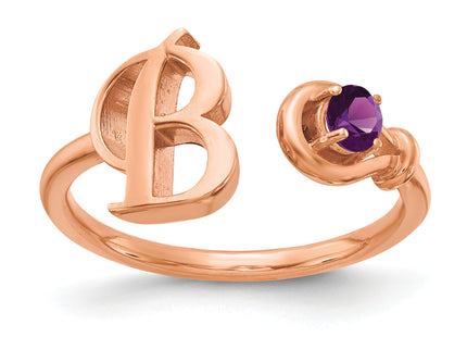 10K Gold Letter with Birthstone Ring