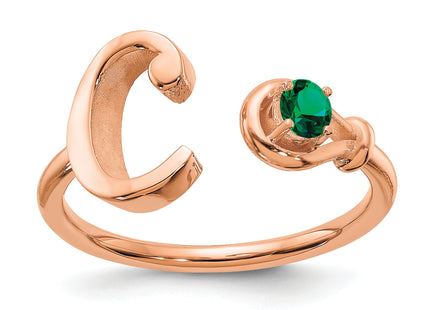 10K Gold Letter with Birthstone Ring