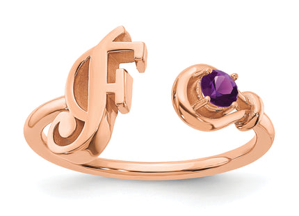 10K Gold Letter with Birthstone Ring