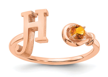 10K Gold Letter with Birthstone Ring