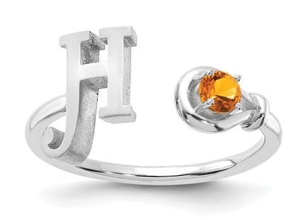 10K Gold Letter with Birthstone Ring