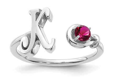 10K Gold Letter with Birthstone Ring