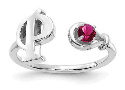 10K Gold Letter with Birthstone Ring