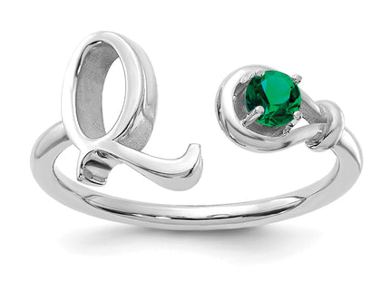 10K Gold Letter with Birthstone Ring