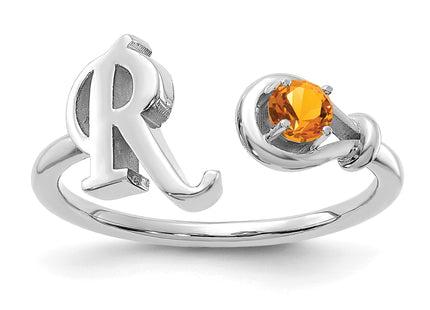 10K Gold Letter with Birthstone Ring