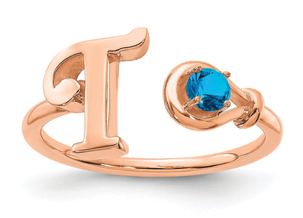 10K Gold Letter with Birthstone Ring