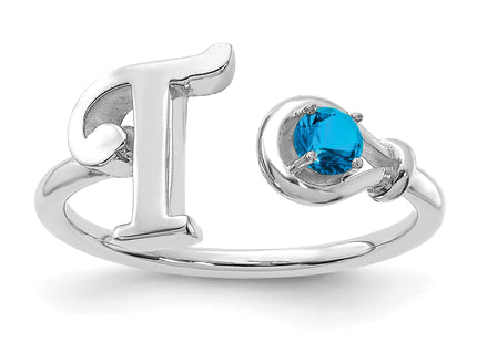 10K Gold Letter with Birthstone Ring