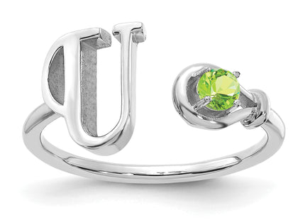 10K Gold Letter with Birthstone Ring